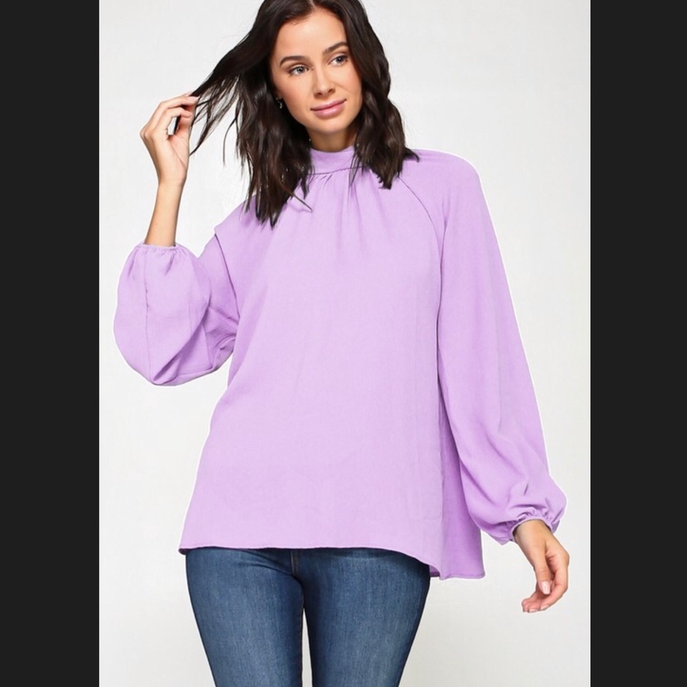 Neon Lilac long peasant sleeve tunic